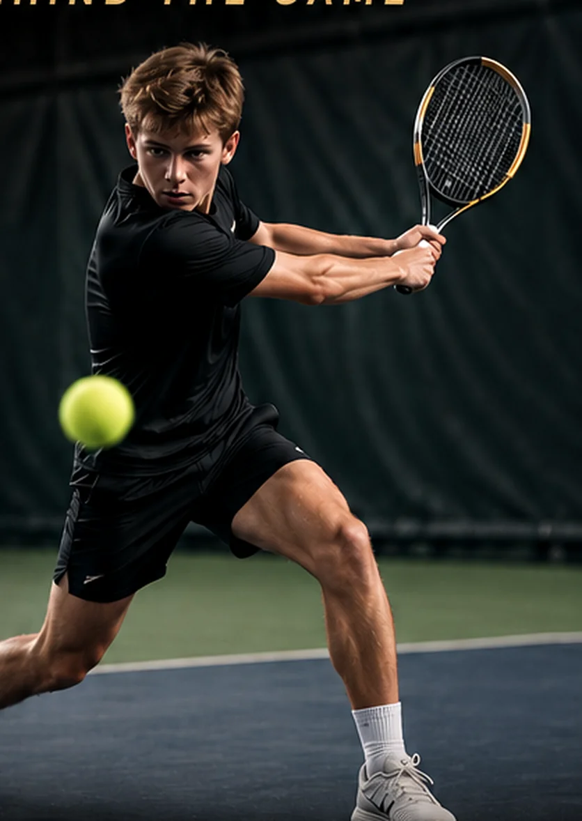 Tennis athlete playing a shot on court